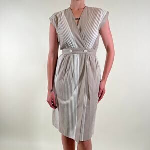 Vintage striped button midi dress